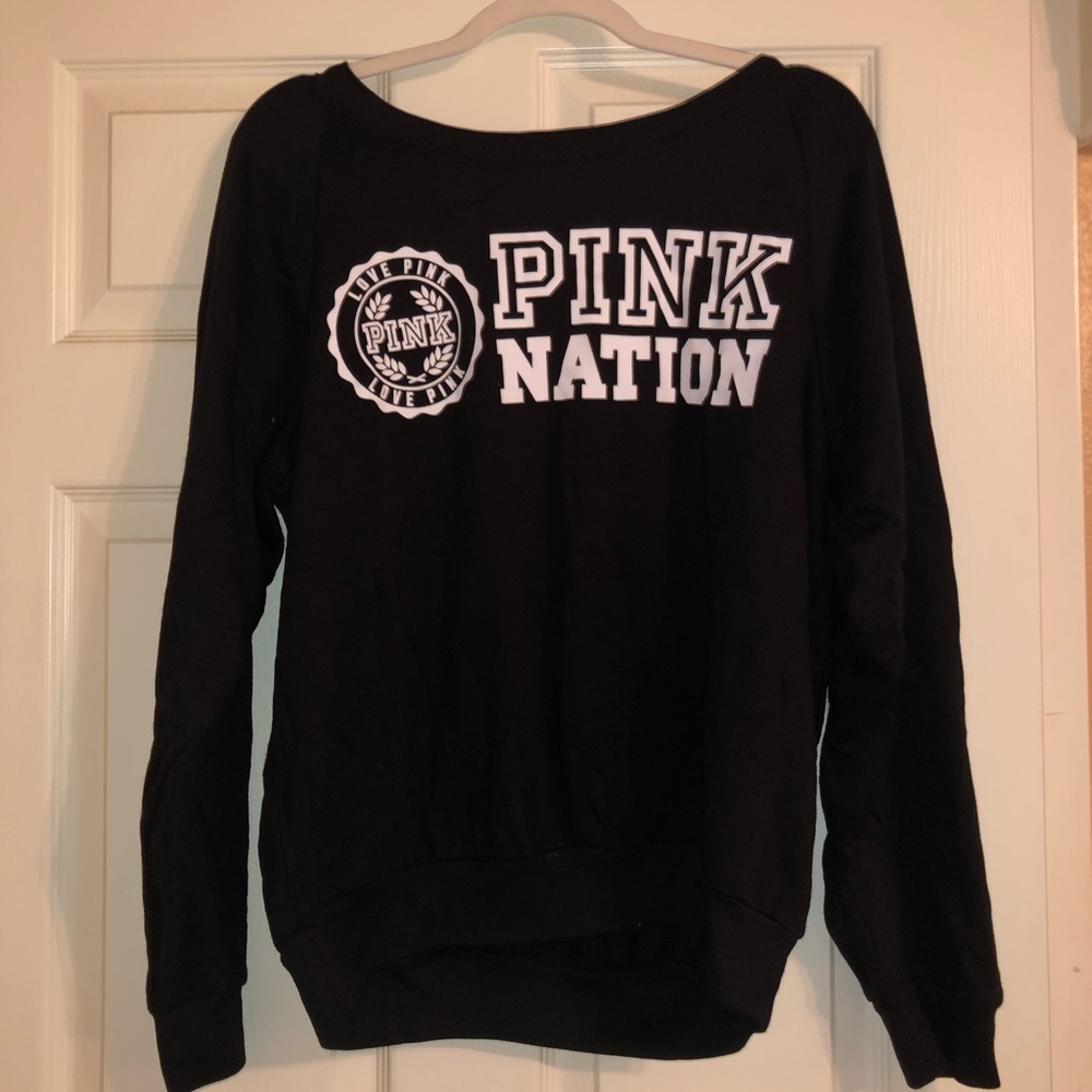 PINK Victoria’s Secret - PINK Nation Large Black Sweatshirt